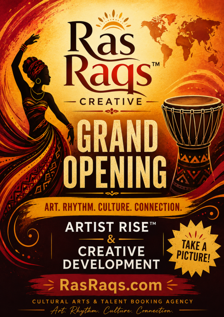 Ras Raqs Creative grand opening flyer and poster design
