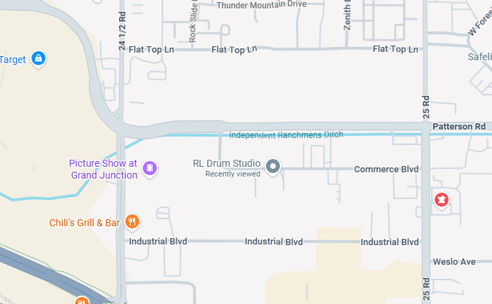 snippet of map showing location of rl drum studi